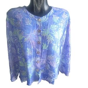 Very Vineyard Floral Button-Up Blouse L